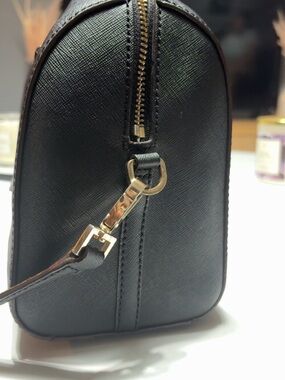 kate spade Black Leather Wristlet with Gold Hardware